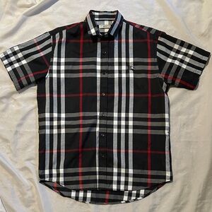 BURBERRY LARGE CHECK SHORT SLEEVES BUTTON DOWN SHIRT Sz M